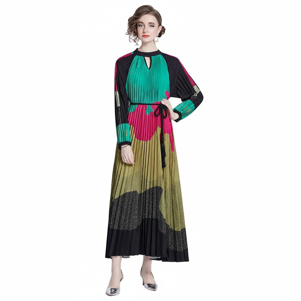 Pleated_Tassel_Belt_Dress_Women_Bell_Sleeve-1.jpg